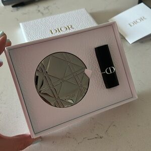 NWT Christian Dior gift box pocket mirror and red lipstick mini